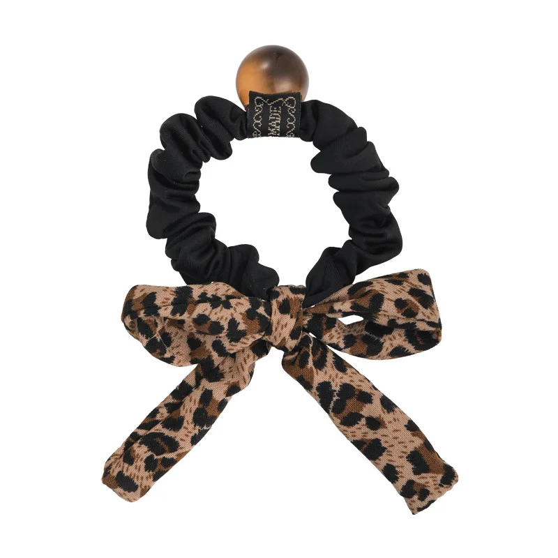 Retro-Haargummi mit Leopardenmuster, Schleife, eleganter niedriger Pferdeschwanz, Haar-Accessoire, luxuriöses Haarband, Lazy Chic Haarschmuck – Detail 10