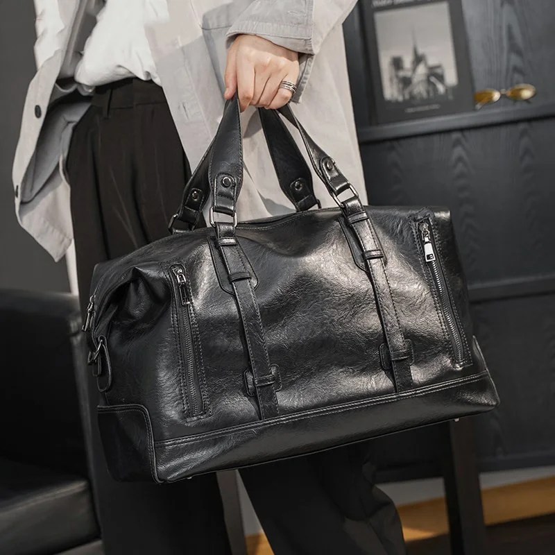 Fitness Gym Bag Man Travel PU Leather Outdoor Sports Handbag Multi-functional Large Capacity Storage Shoulder Trip Bags xa171wd 2