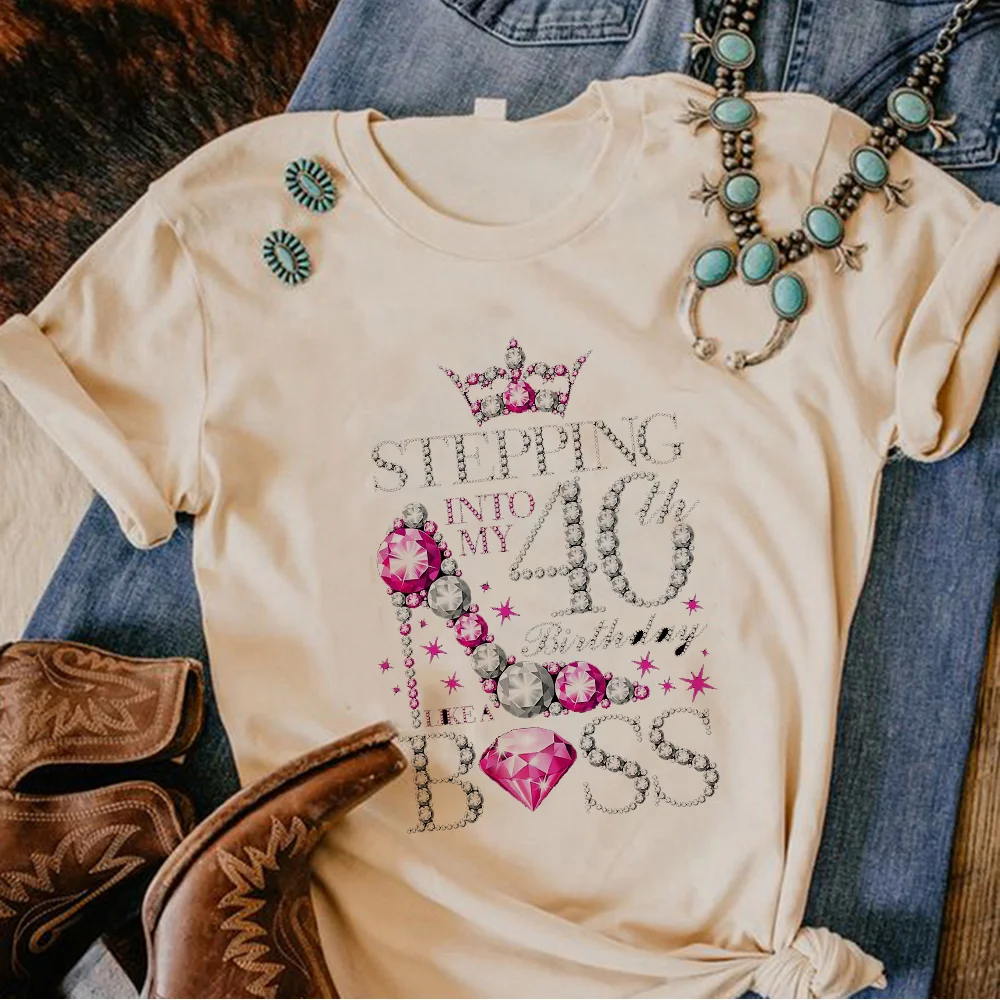 

40 Years Birthday Woman t shirt women comic top girl harajuku funny clothes
