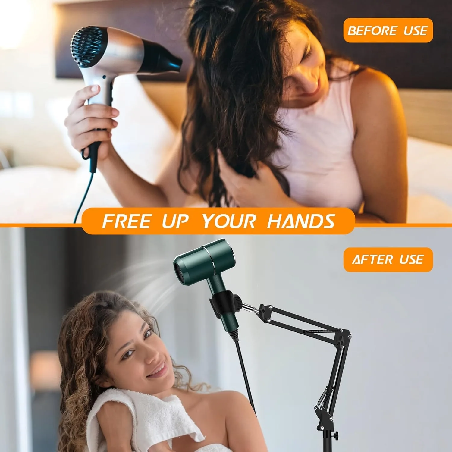 Lazy Hair Dryer Stand Adjustable Height Angle with Heavy Base Styling Tool Floor Bracket for Pet Grooming Dog Cat Grooming Home hair dryer holder