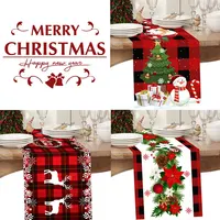 Christmas Table Runner Polyester Xmas Table Flag Cover 2024 Merry Christmas Decorations for Home 2025 New Year Tablecloth 6