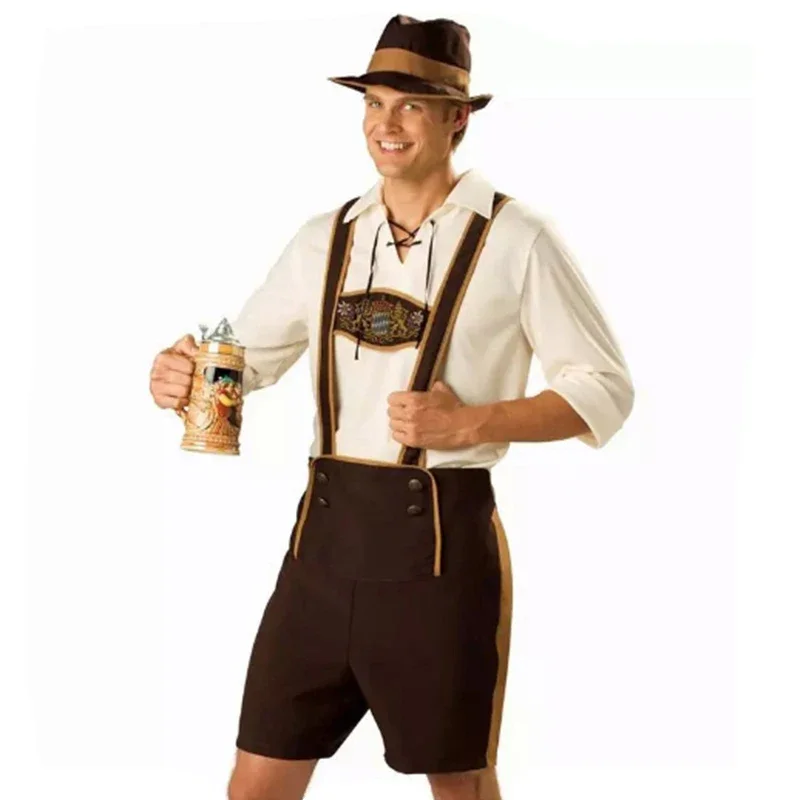 

Man German Oktoberfest Costume Classic Parade Tavern Bartender Top Lederhosen Cosplay Carnival Fancy Party Dress