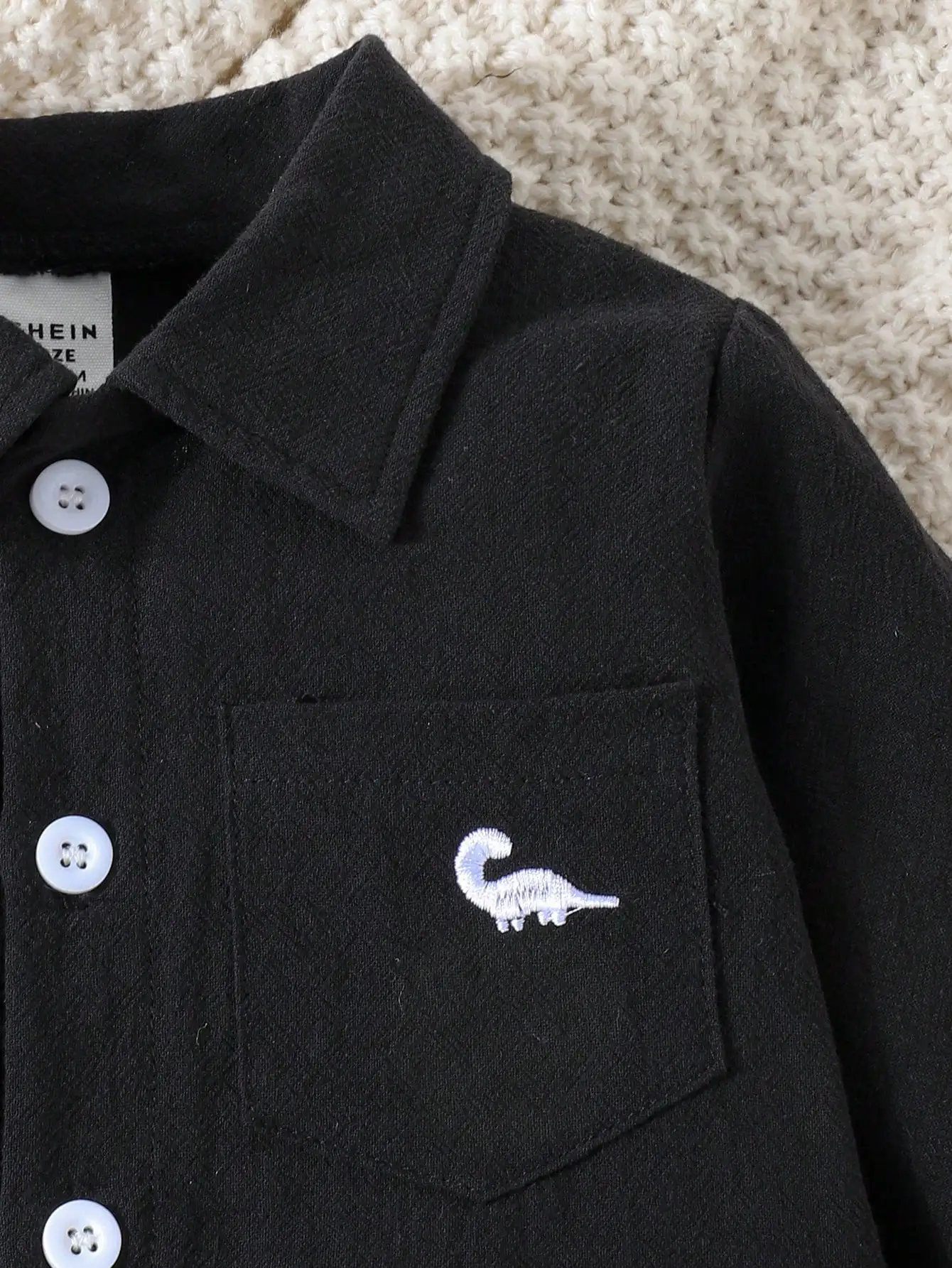 Kids Shirts Autumn Baby Boy Casual Outdoor Simple Long Sleeve Coat Small Dinosaur Embroidery Cotton Outer Wear Shirt