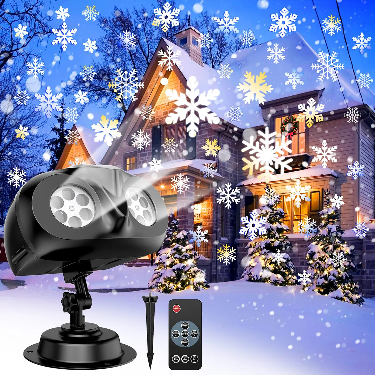 thumbnail image 1 of Proyector de luces de nieve navideñas, forma de búho, para exteriores, con LED dinámicos, para Año Nuevo, 1 of 5
