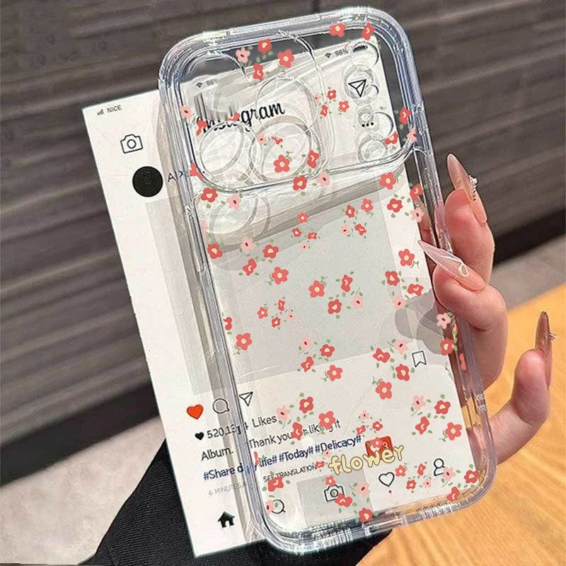 Aesthetic Purple Flower Pattern TPU Phone Case Cover