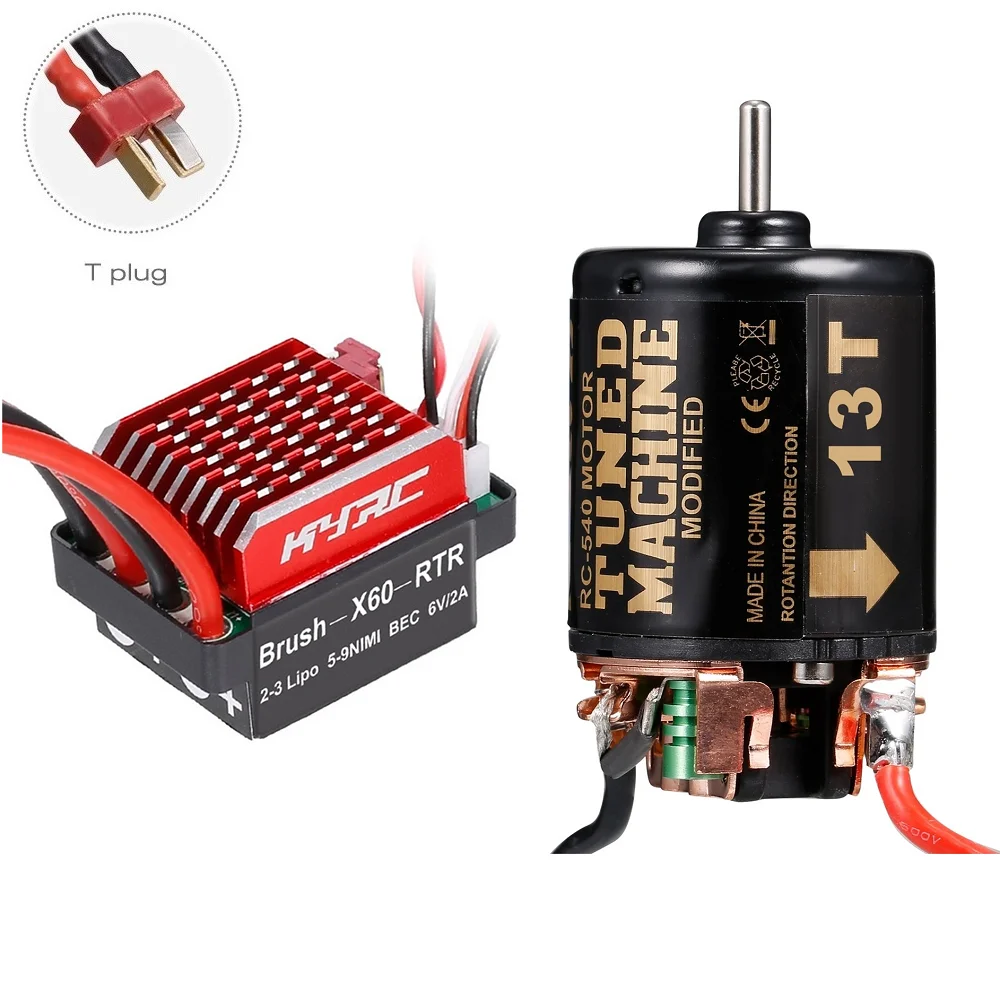 

540 щеточный двигатель и 60A ESC 13T 21T 35T 45T 55T 80T для 1/10 RC Crawler Axial SCX10 AXI03007 90046 Traxxas TRX4 TRX6 D90