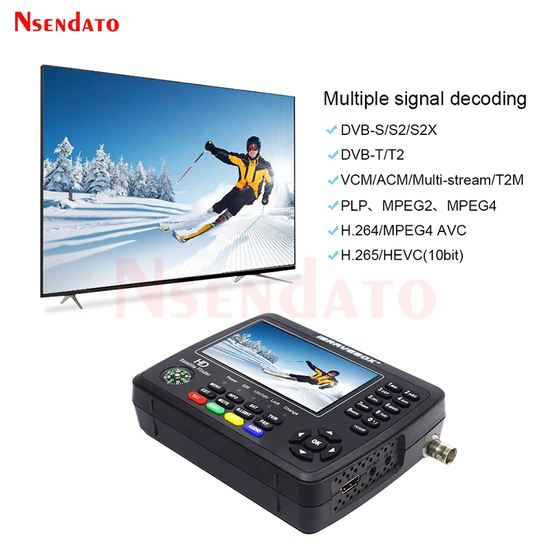V10 Finder Max Max+ Ibravebox HD Satellite TV Signal Sat Finder DVB-S/S2/S2X AHD H.265 Signal Meter Satellite Sat Finder for LNB