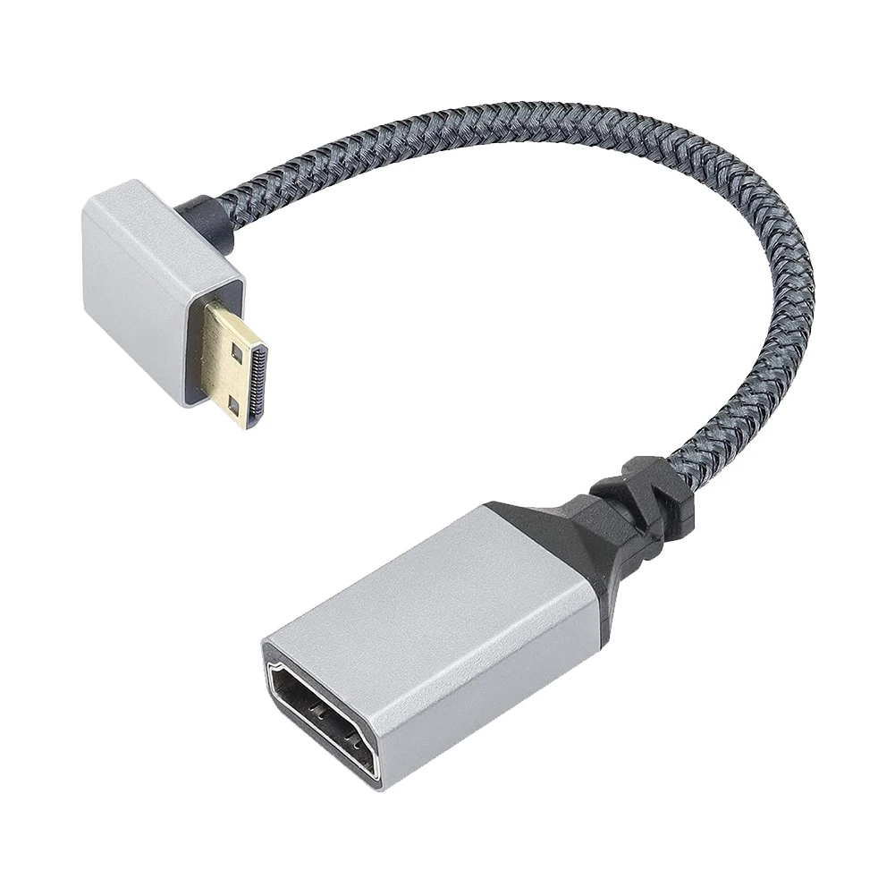 20CM 4K @ 60HZ Mini câble d'extension M-F compatible HDMI Câble compatible HDMI à angle droit 9