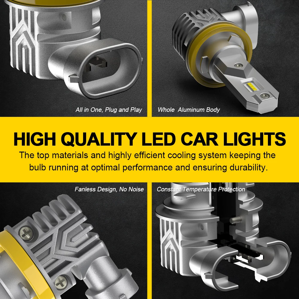 2Pcs 8000Lm CANBUS H8 LED Yellow White HB4 H10 H11 Led Fog Lights H16JP LED Bulb Car Driving Lamp for Toyota Skoda Ford Lada