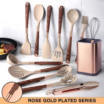 Gold Handle Silicone Utensil Set 1