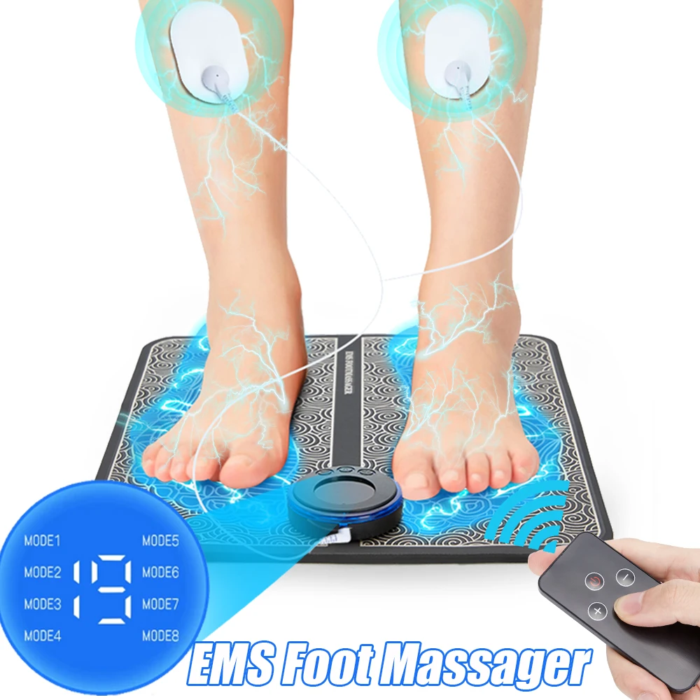 Electric Ems Leg Foot Massager Pad With Electrode Patch Pain Relax Blood  Circulation Muscle Stimulation Acupoints Massage Mat