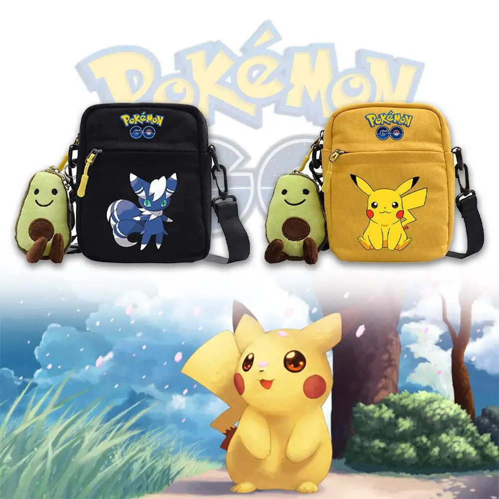 포켓몬 오리지널 만화 캔버스 가방, 피카츄 Eevee Charmander Gengar 애니메이션 숄더백 프린트 스퀘어 백, 어린이 생일 선물 