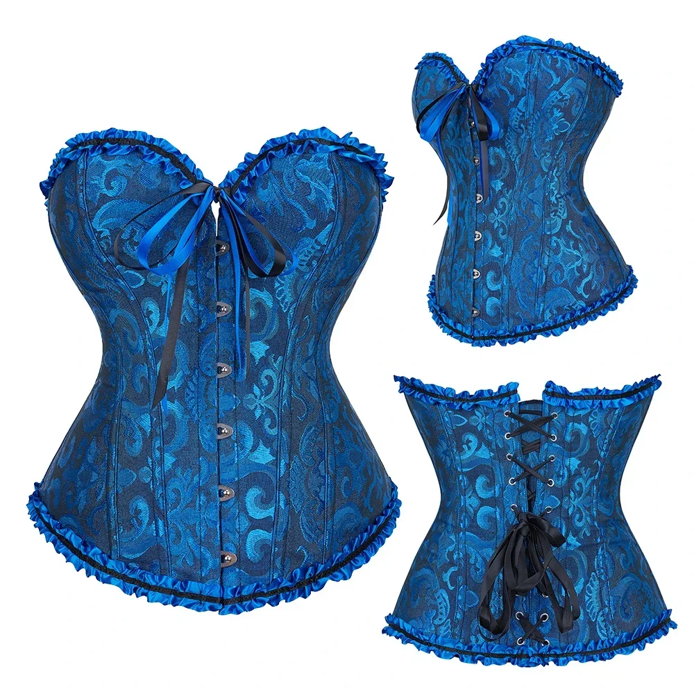 Description Picture 5 of itemCorsets Bustiers for Women Lace up Flower Print Corset Top Corselet Sexy Overbust Vintage Victorian Costume Plus Size Korsett