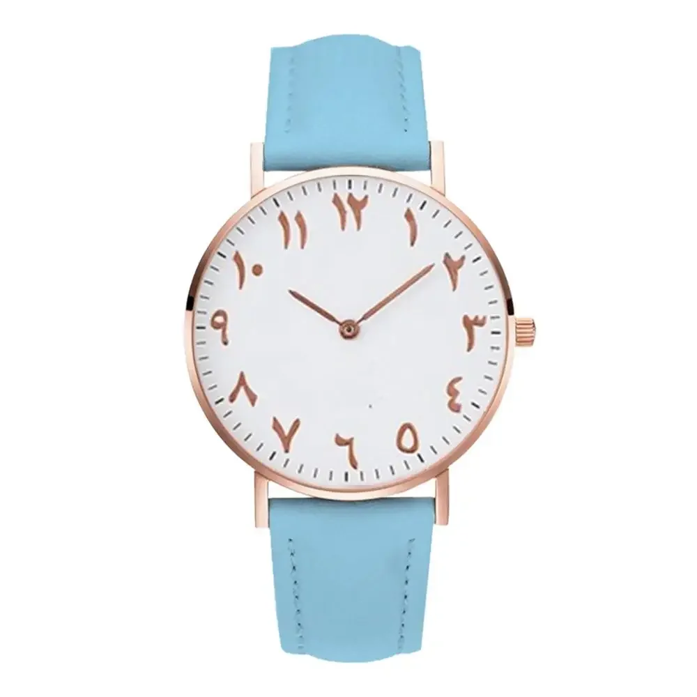 

NO.2 Watches Casual Ladies Quartz Creative arabic dial Clock Wristwatch Clock Leather Strap Business simple reloj mujer