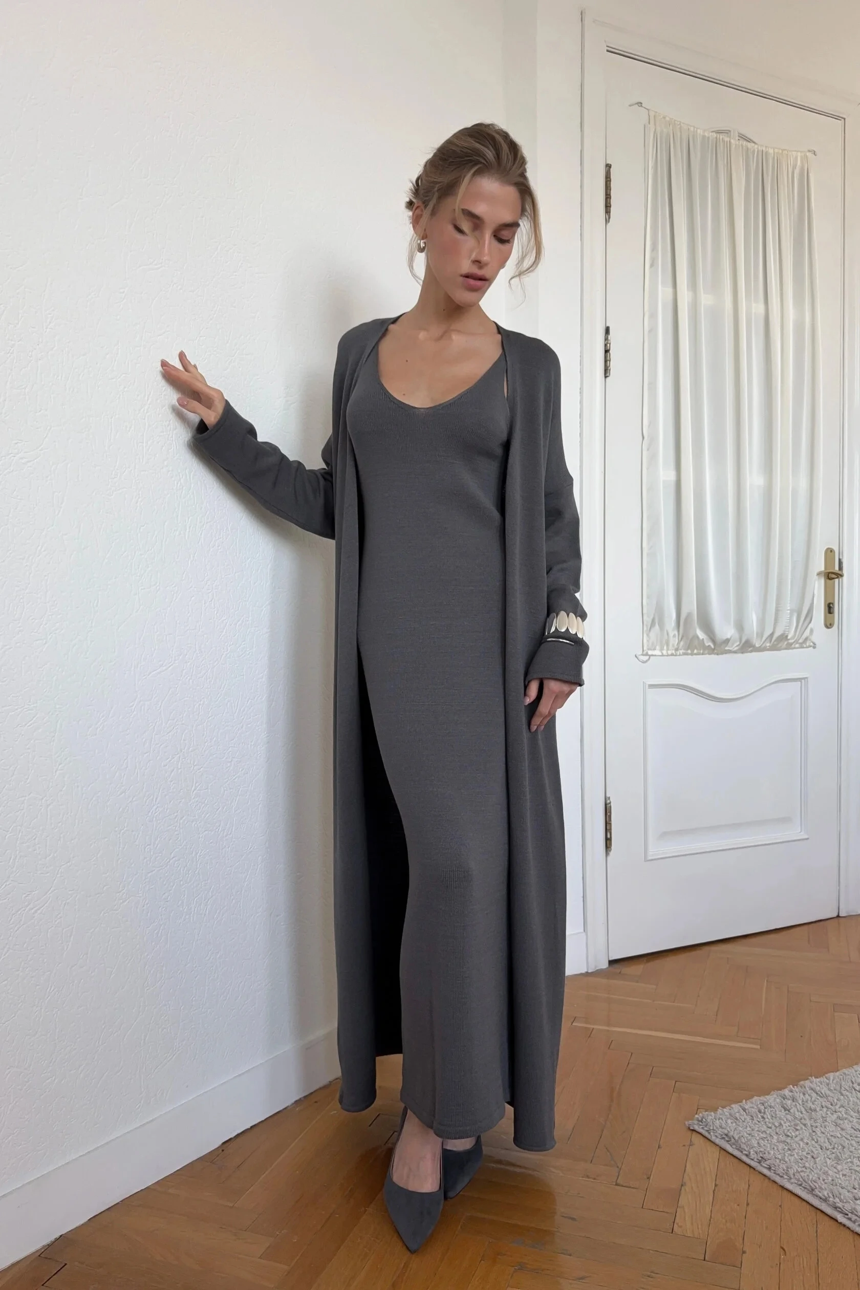 Hirsionsan Soft Loose Sets Women Two Pieces Long Sleeve Cardigan & Vest Dresses Elegant Female Hollow Outfits Cotton Tracksuit Image 46