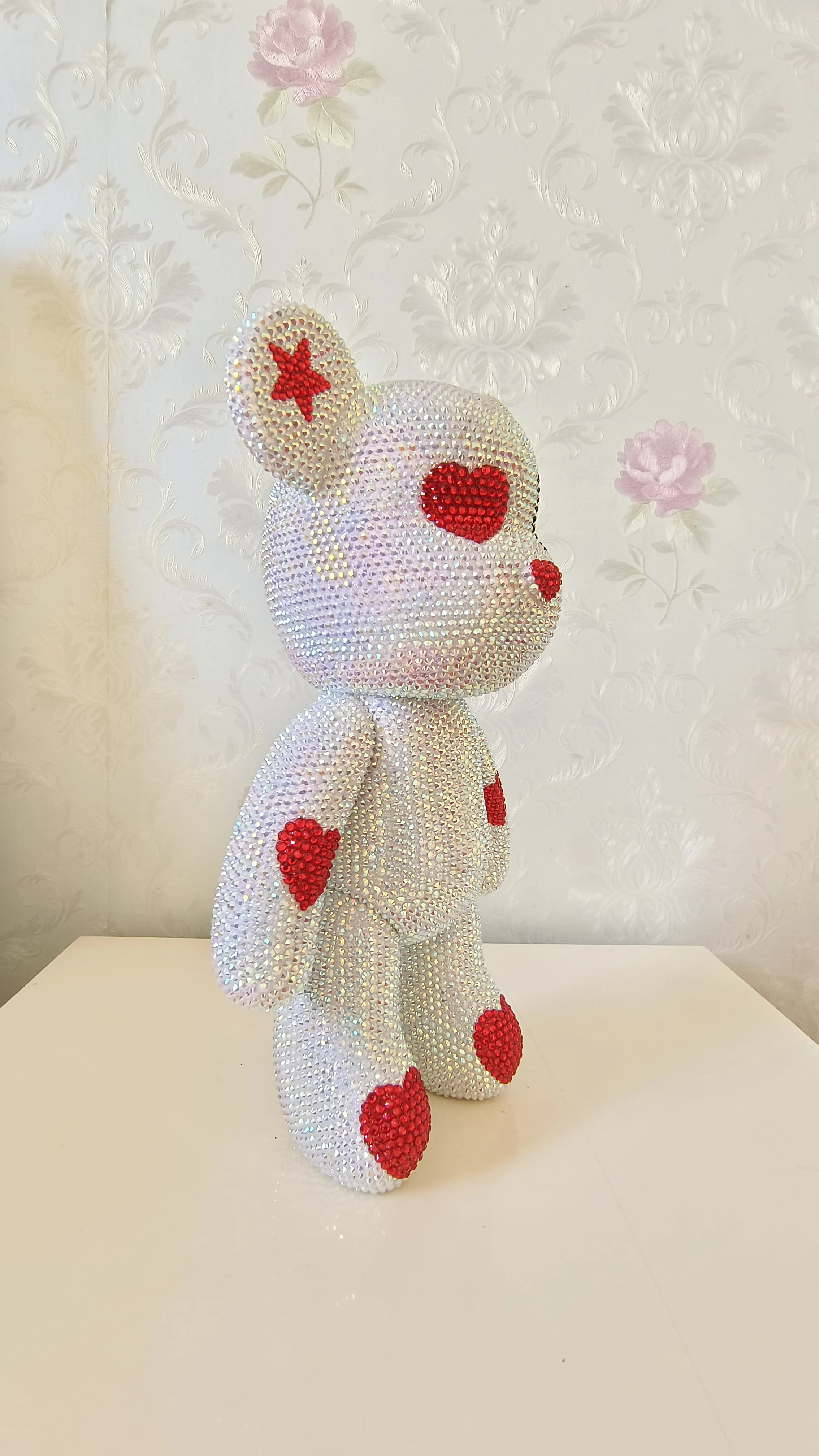 Personalisierbare Strass Hochzeit Bär Statue Liebe Herz Design Kristall Puppe DIY handgemachte Mosaik Kunst Blinged Home Decor Geschenk – Detail 6