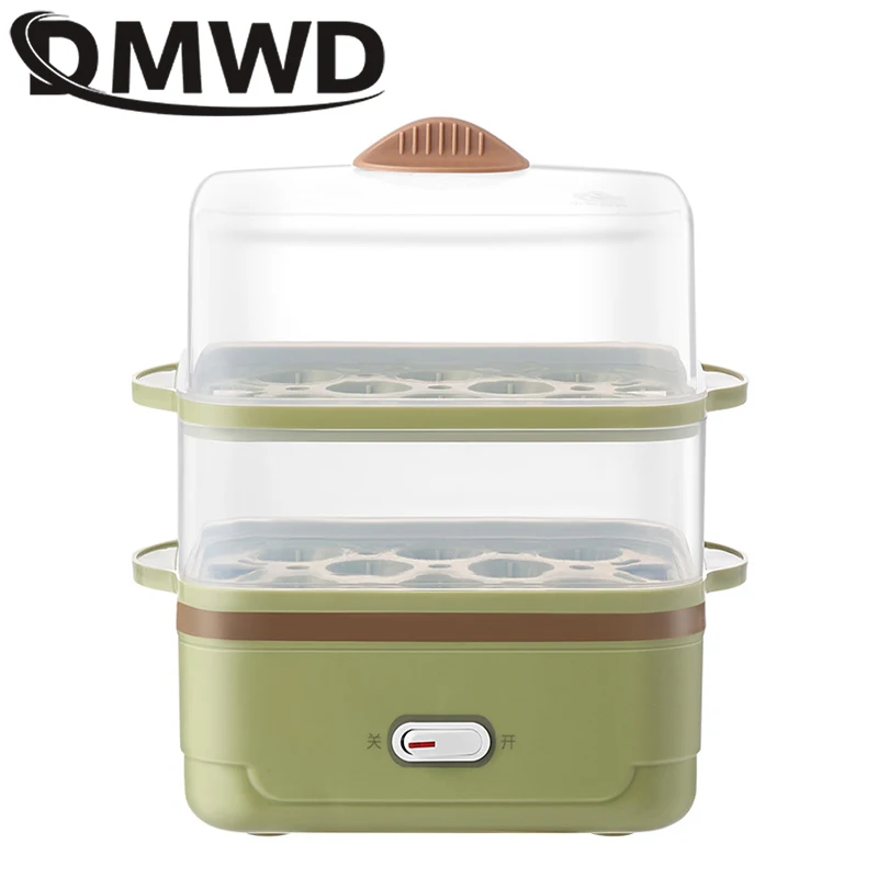 DMWD Electric Egg Cooker Double Layers Multifunction Eggs Boiler Corn Milk Rapid Breakfast Machine Home Food Heating Steamer