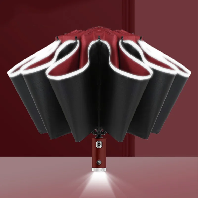 Car Umbrella With LED Flashlight Reflective Stripe Reverse Umbrella for Audi sport RS A1 A3 A4 B7 B8 A5 A6 A7 A8 Q3 Q5 Q7 Q8 TT