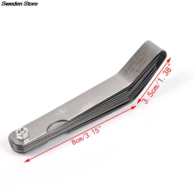 Feeler Gauge feeler gauge 1 set For 16 Blades 0.05 to 1mm Thickness Curved Stainless Steel Gap Metric Filler 17 Blades