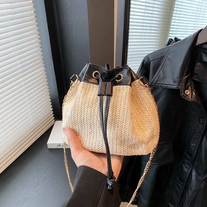 Crossbody Bag for Women in Autumn New Woven Drawstring Simple Chain Shoulder Bag Luxury Brand Designer Shoulder Crossbody Bag