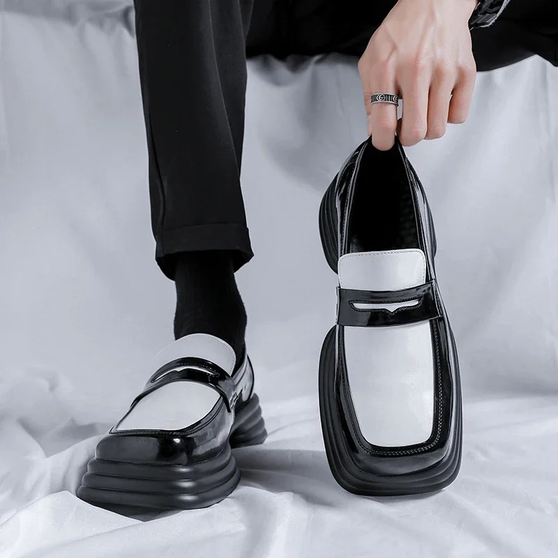 

Men's Black Autumn Small Leather Shoes New Fashion Platform Trend Versatile Japan Korean Business Casual Shoes Suit Men's Shoes
