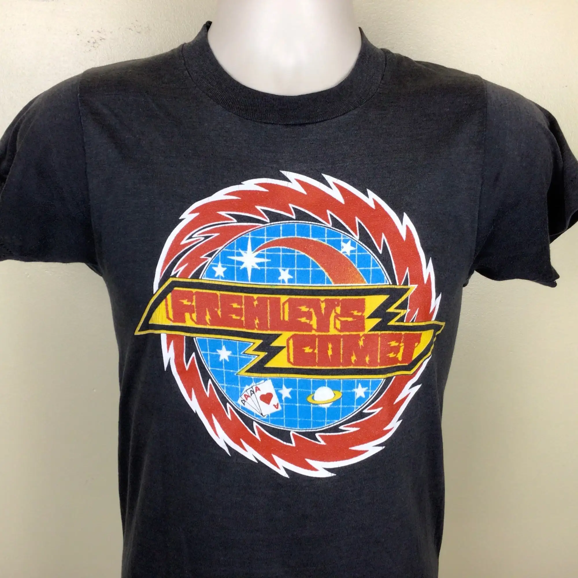 Maglietta Comet Vtg 80S Ace Frehley Black Xs 80S Kiss Band Heavy Metal Hard Rock