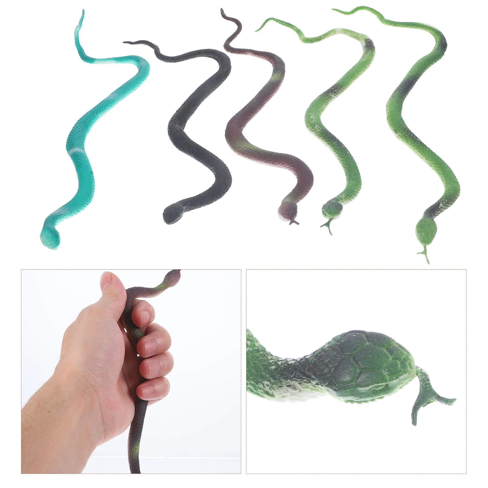

5pcs Artificial Rubber Snake Prank Prop Halloween Trick Scary Toy for Party Festival Cosplay