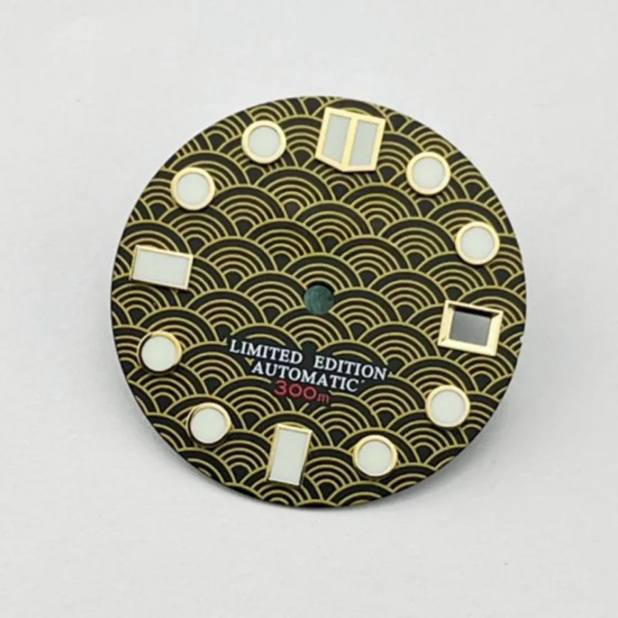 Fishscale Dial Gold Red Black Green Luminous Dial 28.5mm for NH35A/4R35/NH36 Movement Watch Accessories NH35 Dial