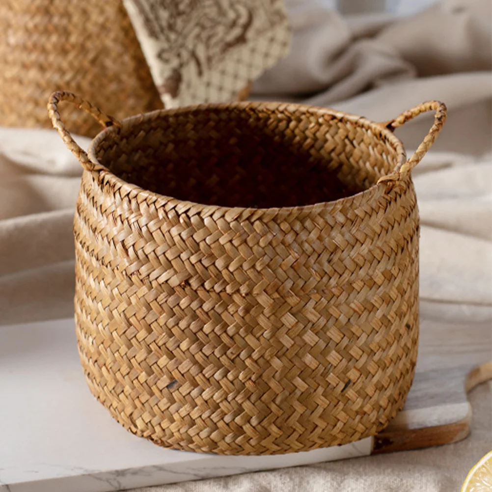 

Woven Storage Box Japanese Style Woven Sundries Basket Cosmetics Organizer Box Woven Flower Basket
