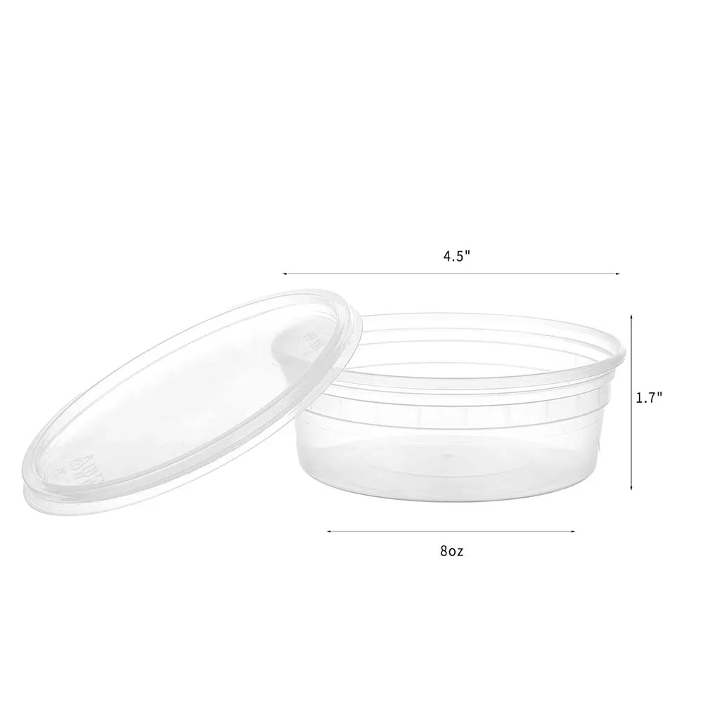 BPA-Free 8oz Plastic Containers Leakproof Microwavable Portion Container for To-Go Orders,Food Prep and Storage. Takeout Cups 2