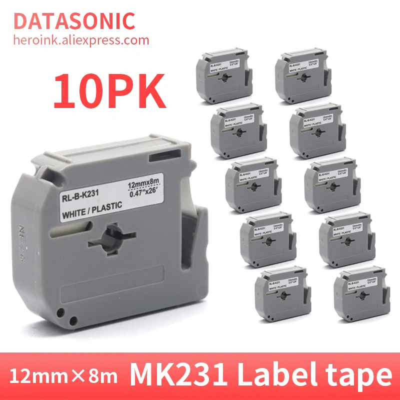 10pcs M K231 131 Label 12mm 9mm Compatible Brother MK 231 MK231 Label tape for Brother P Touch