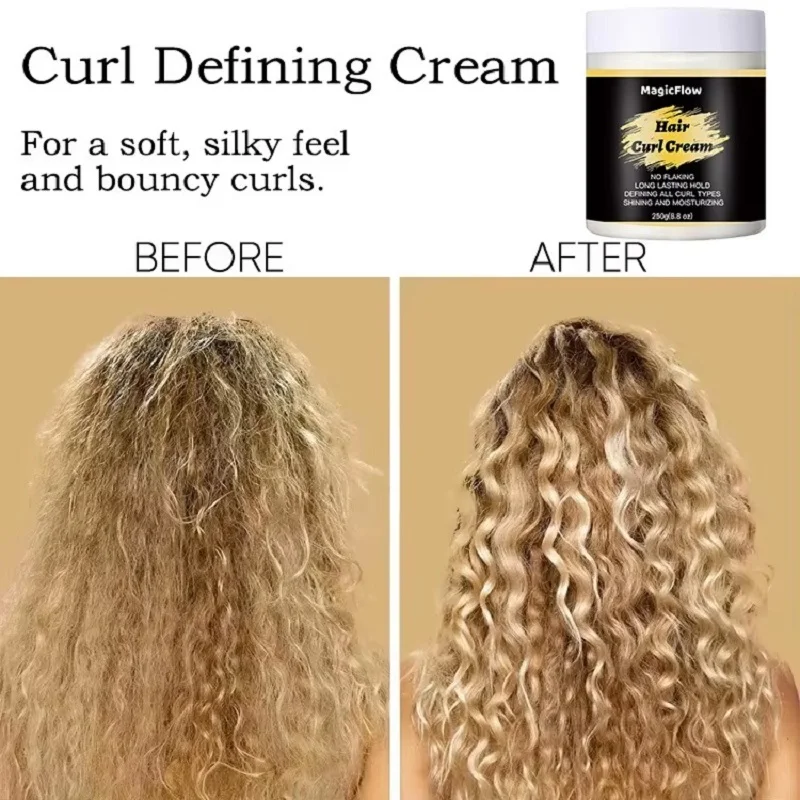 Anti Frizz Coconut Hair Curling Cream Enhancers Cream For African Curly Hair and All Wavy Curly Type 250g(8.8 oz)