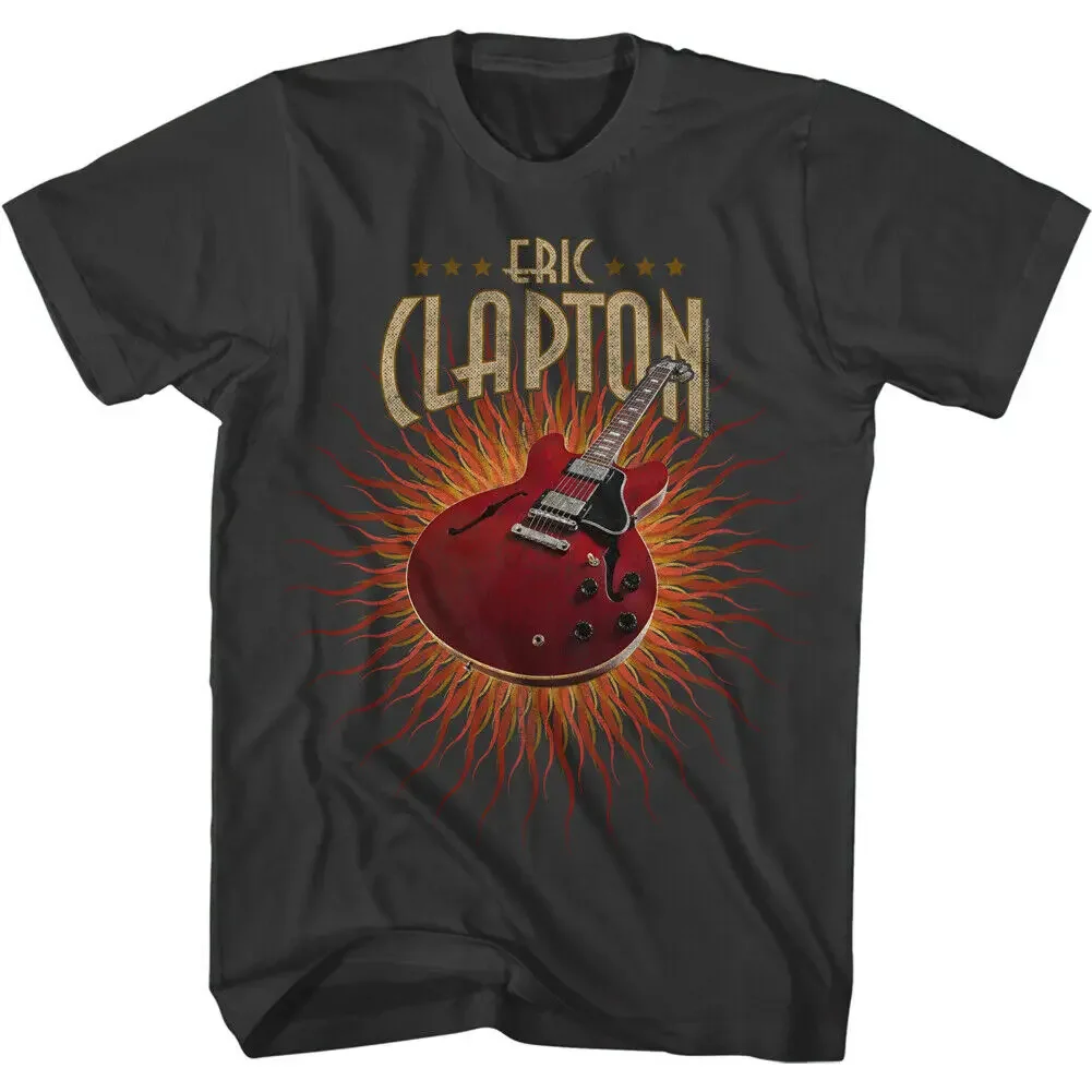 Eric Clapton Fire Background Gibson Les Paul Maglietta Da Uomo Rock & Blues