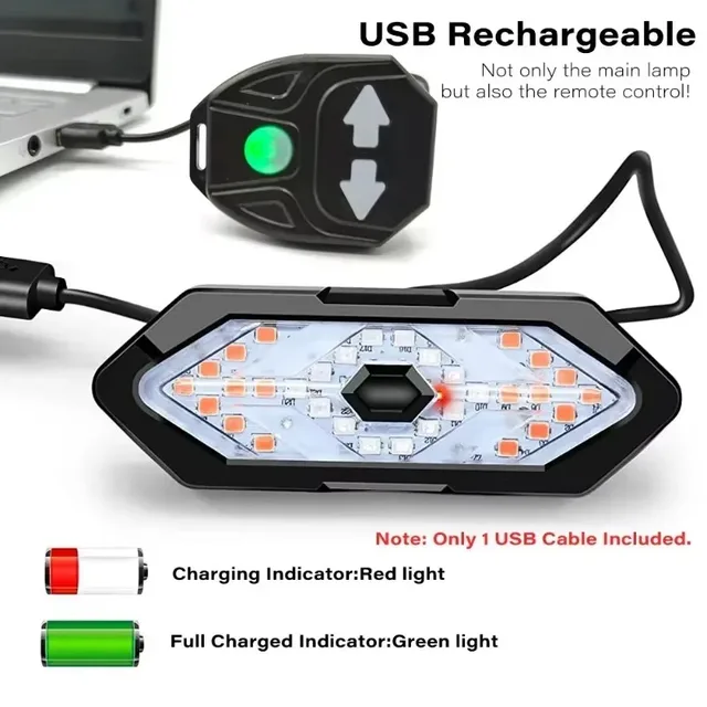 Wireless LED Bike Rear Turn Signal Light 6