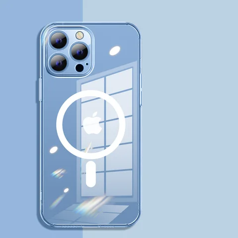 Magsafe Magnetic Transparent Tempered Glass Case For iPhone 13 12 Pro Max Case Wireless Charging Cover For iphone 13 Pro Max