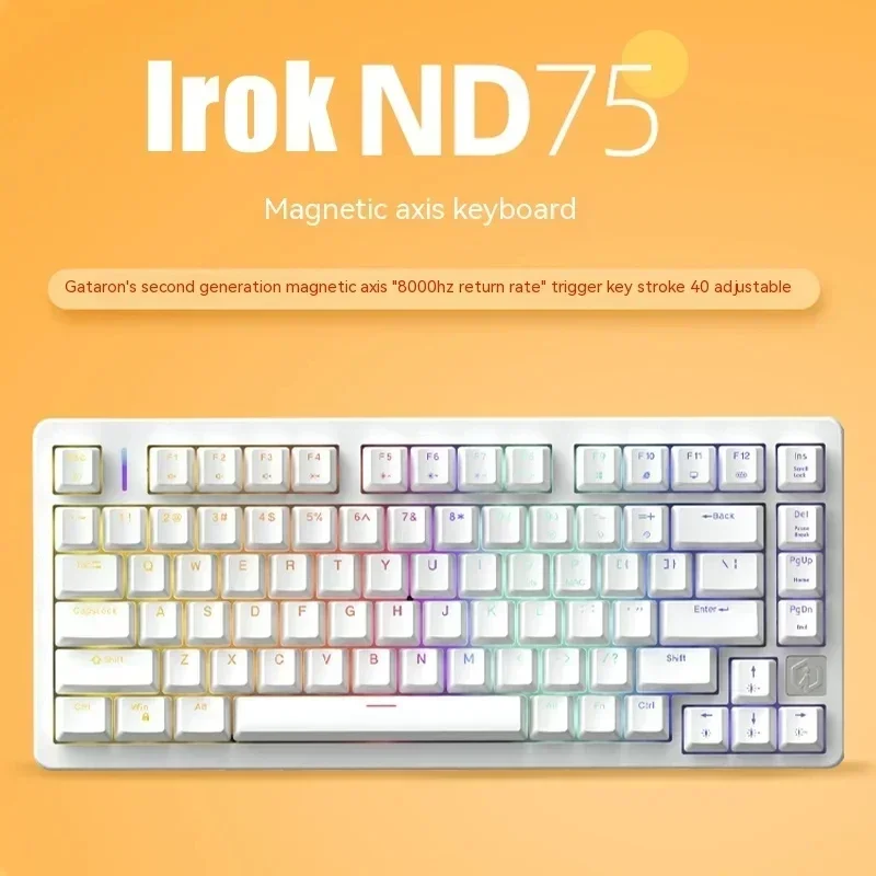 Irok Nd75 기계식 키보드, 핫 스왑 마그네틱 스위치 드라이버, 맞춤형 유선 게이밍 키보드, PC 액세서리, 8000hz Rgb 81 키
