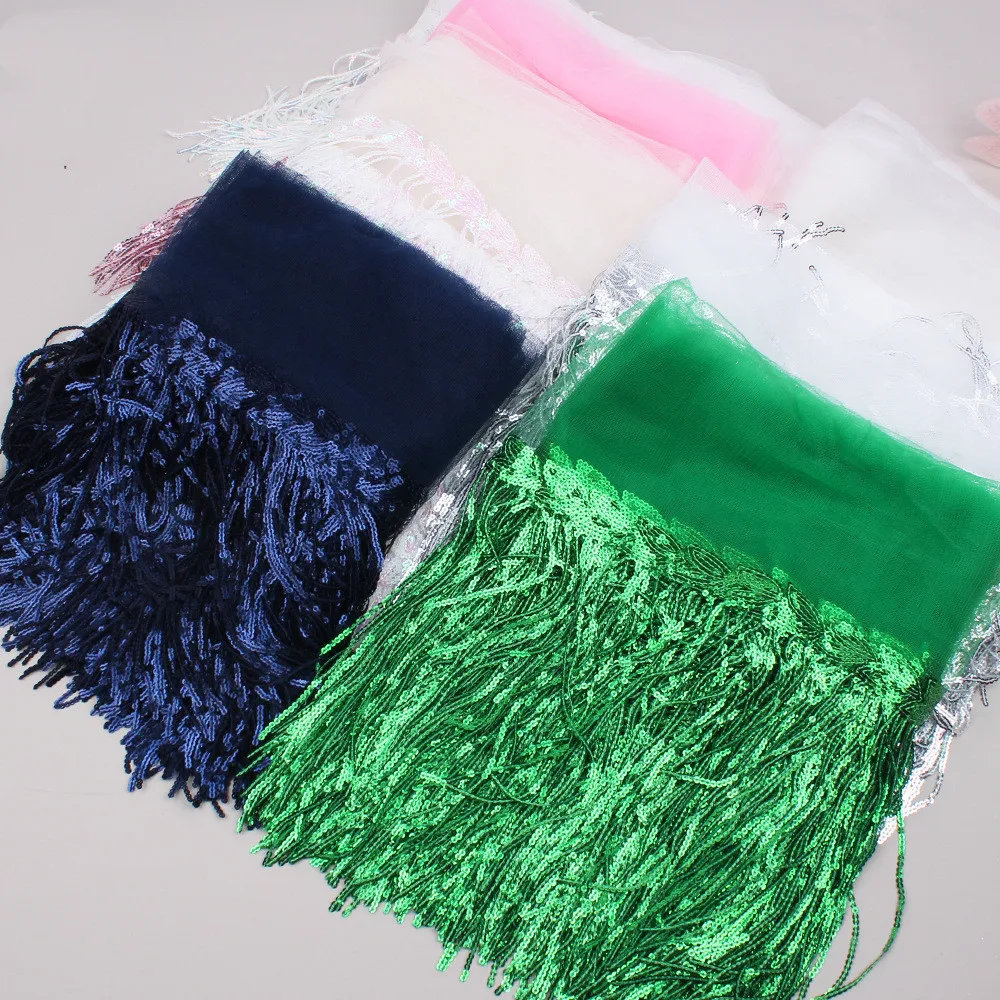2Yards 30cm DIY Wedding Party Dress Fabric Trims Fringe Tassel Sequins Paillette Lace Ribbon Handmade Sewing Clothes Accessories lace fabric,lace ribbon,lace garment accessories,lace sewing supplies,lace decoration,lace accessories,lace sewing accessories,clothing accessories