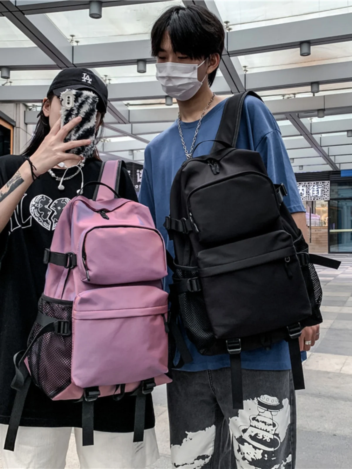 Outdoor Large Capaci Waterproof Men's Bapa Travel Bag Student Bookbag Nylon Material Zipper Closure Modern Neutral Sle