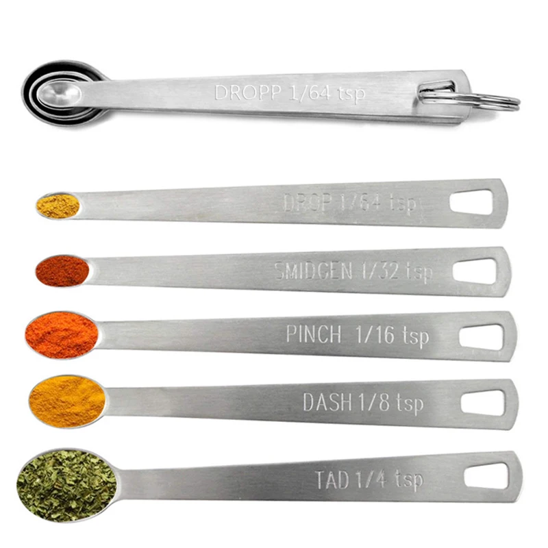 5pcs/Set Mini Stainless Steel Measuring Spoons Baking Kitchen Seasoning Multiple Size