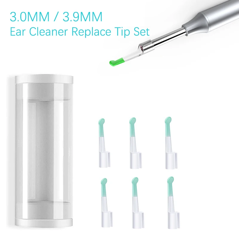 

6 Pieces Ear Spoon Tips Ear Cleaner Replacement Set for 3.5-3.9 mm Otoscope Plastic Ear Cleaner Tips Reusable Cleaner Spoon Tip