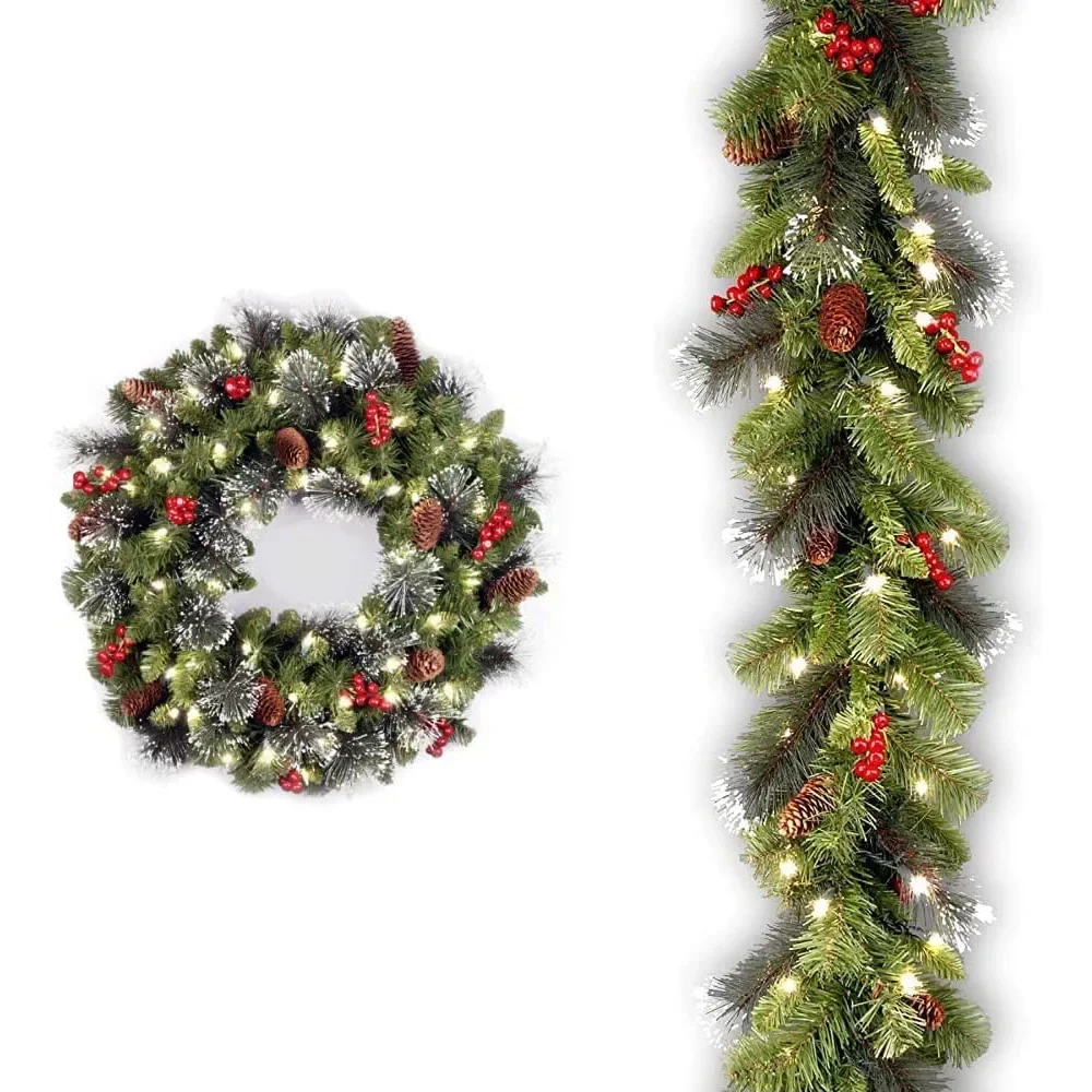 

30/40cm Large Christmas Wreath for Door Window Artificial Hanging Christmas Garland 2024 New Year Christmas Ornament