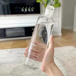 500ml Leakproof Time - Marked Plastic Water Bottle - 1 pc (500ml Transparent)