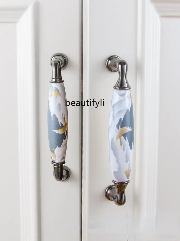 

lt Chinese Style Handle Cabinet Door Cabinet New Chinese Style Wardrobe European Style Simple Drawer Cabinet Ceramic Handle
