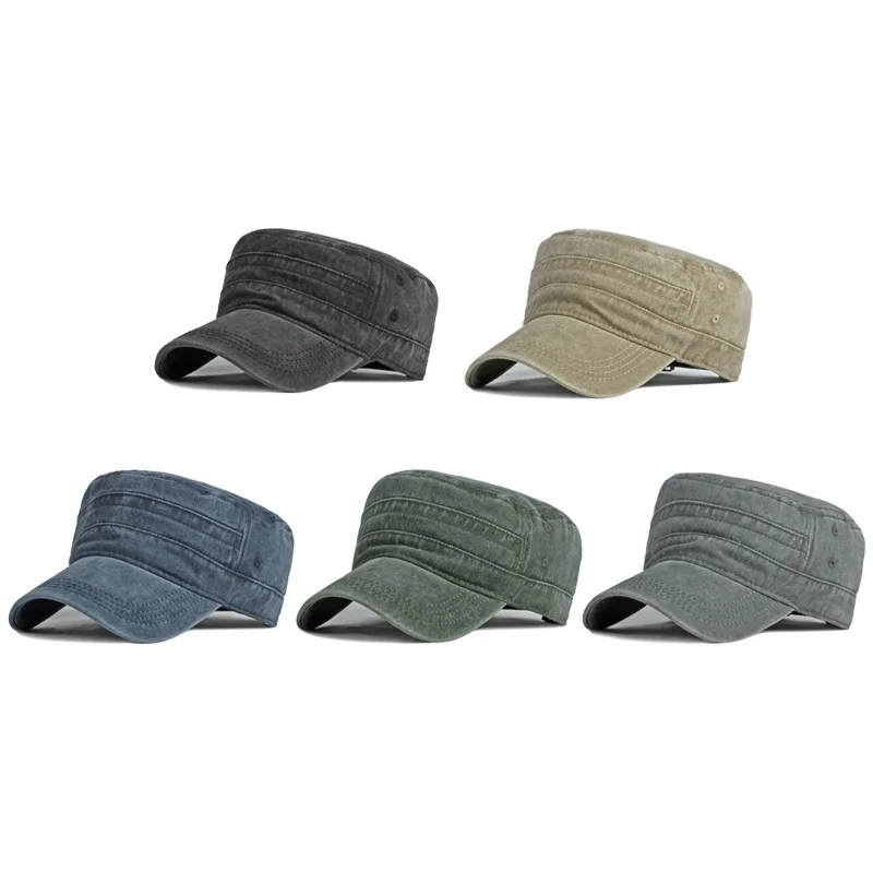 1 Stück Lässige Flache Kappe Herren Militärhüte für Männer Frühling und Sommer Sonnenhut Gewaschene Alte Schwarze Graue Mützen – Detail 3
