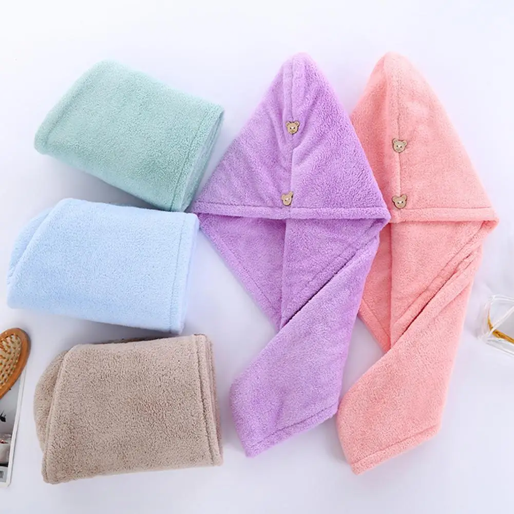

Hair Towel Super Absorbent Comfortable Touch Thick Elastic Loop Lint Free Quick Dry Coral Fleece Soft Microfiber Girls Drying Ha