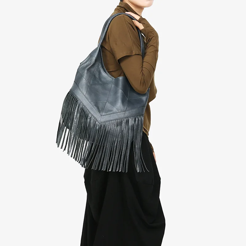 

Luxury Handbags Women Bags Designer Casual Large Capacity Shopping fringed Tote Bag Mother genuine Leather Tassel Shoulder Bag