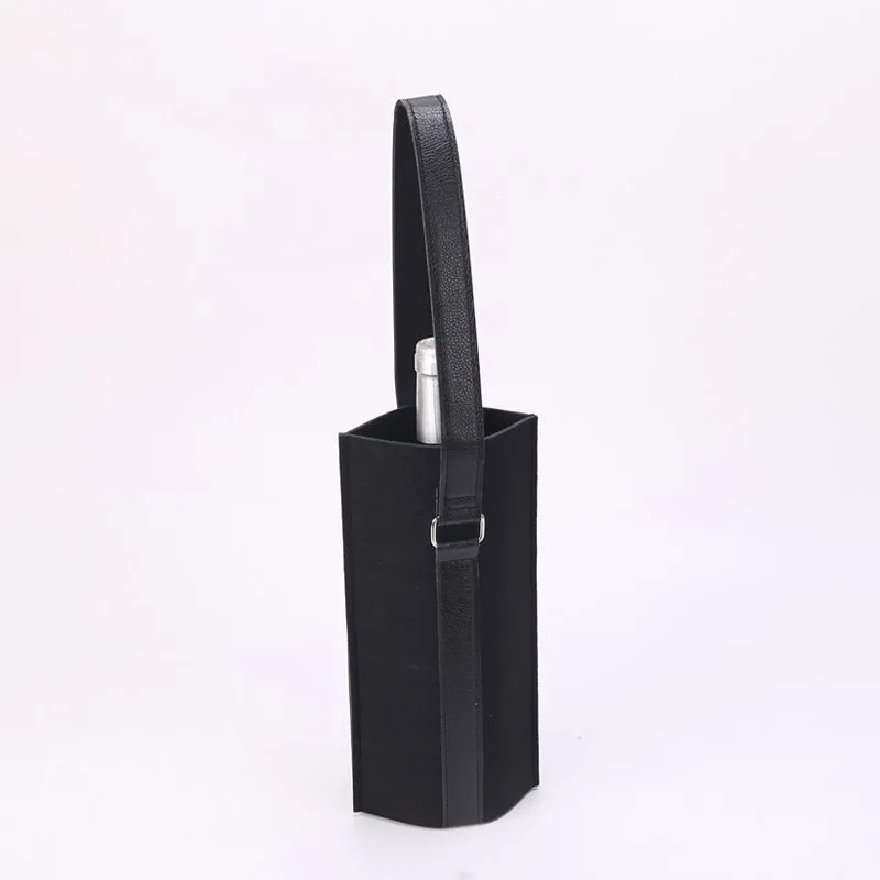 Fashion Felt Red Wine Bottle Packaging Bag Resusable Party Gift Bag With Carry Handle Wine Accessories