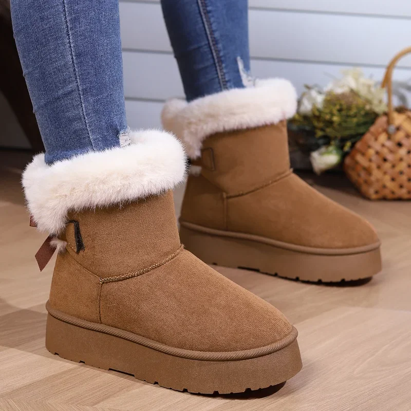 

Women's Ankle Boots Suede Platform Fashion Casual Snow Boots Female Winter New Classic Solid Color Non-slip Retro Ladies Boots