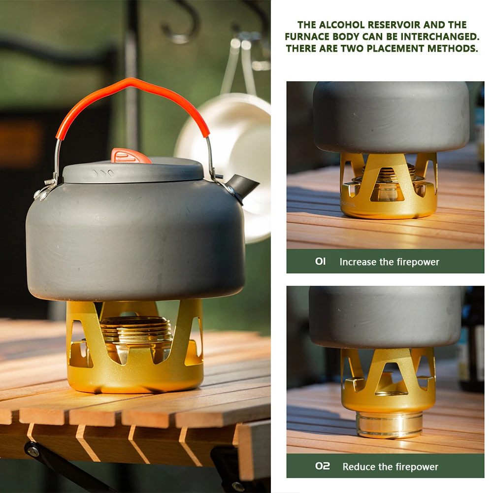 1PC Portable Mini Alcohol Stove Outdoor Camping Stove Adjustable Flame Picnic Barbecue Fishing with Aluminum Alloy Structure