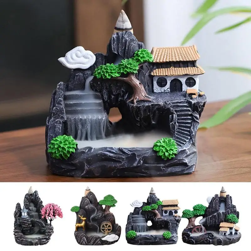 

Backflow Incense Burner Waterfall Decoration Cense Holder Zen Decor Aromatherapy For Sandalwood Interior Bedroom Fragrance